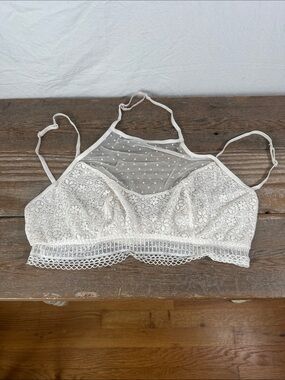 Victoria's Secret Ivory Lace & Dot Mesh Bralette